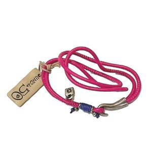 Uno De 50 Bracelet Double Pink Leather Silver Charm Unisex Men's Women's Spain